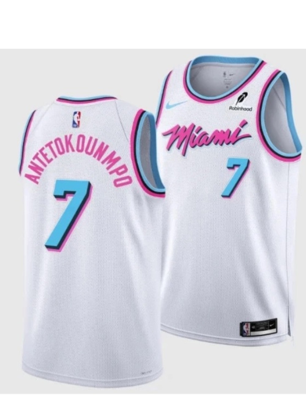 NBA Hot Giannis #7 Antetokounmpo Vice White Stitched Jersey Small
